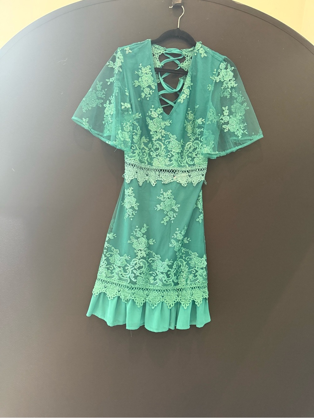 Green Lace Overlay Women's Dress